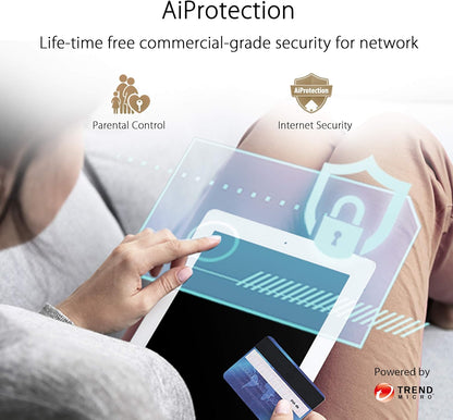 ZenWifi XD4 plus 1 pk black AX1800 Whole-Home Dual-band Mesh WiFi 6 System 1 pack Life-time free network security, parental controls, MU-MIMO support, Traditional QoS