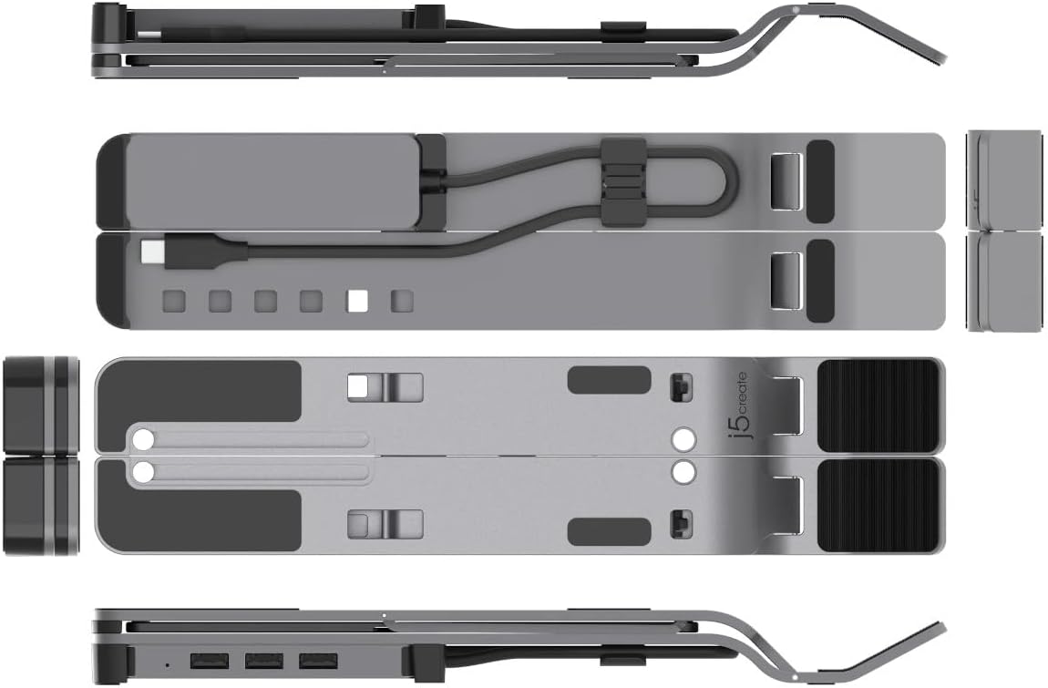 j5 create USB Type-C - A Portable Laptop Stand with 4 Port Hub, Space Gray