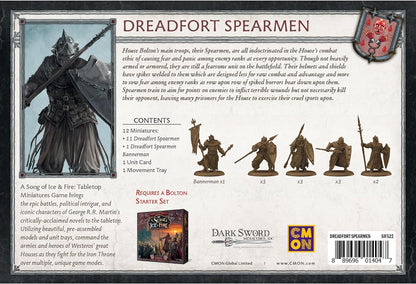 CMON A Song of Ice and Fire Juego de miniaturas de mesa Dreadfort Spearmen Caja de unidad – Lealtad forjada en el norte frágil, juego de estrategia para adultos, a partir de 14 años, 2 jugadores