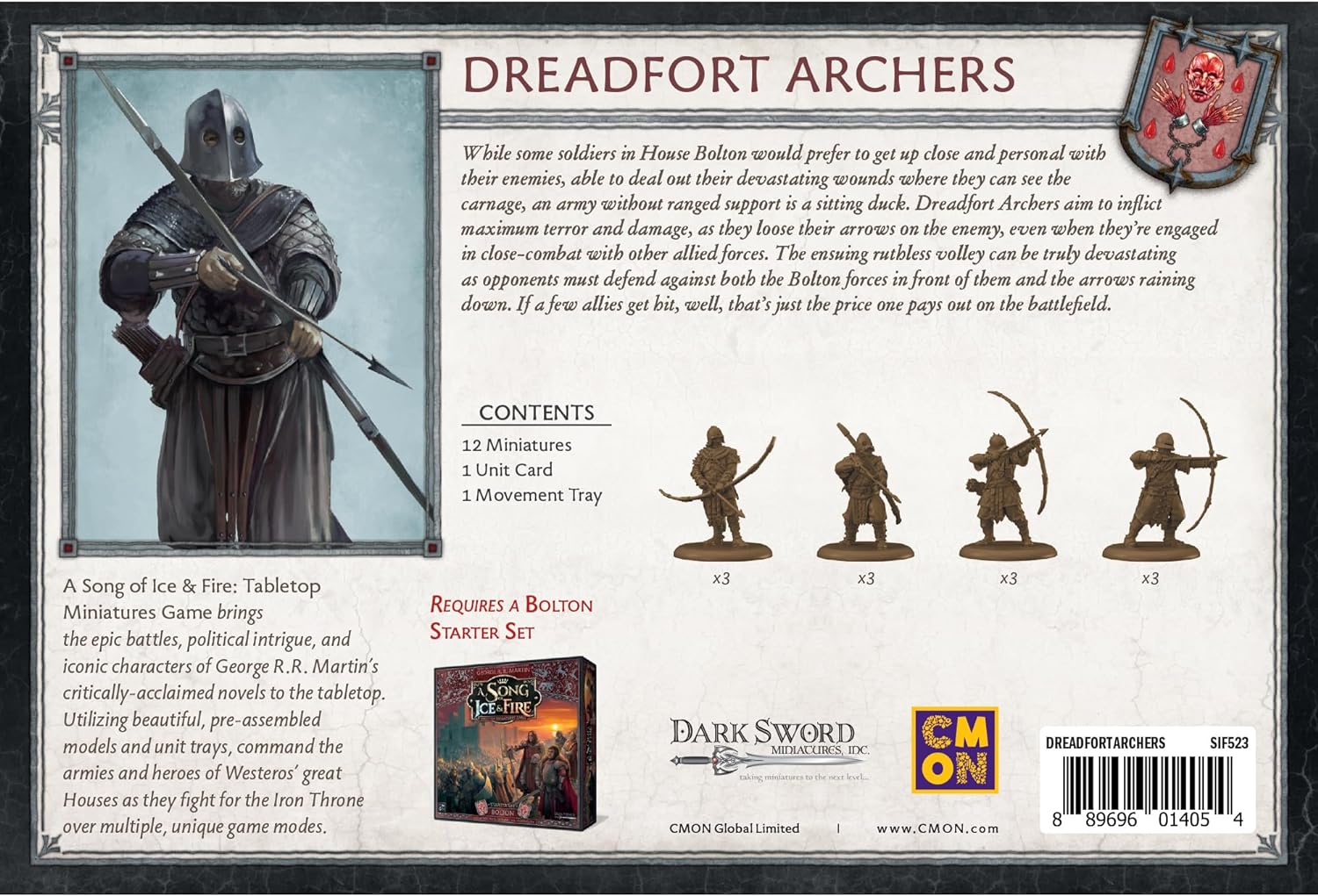 A Song of Ice and Fire - Juego de miniaturas de mesa Dreadfort Archers Unit Box – Precision Strikes from The North, juego de estrategia para adultos, a partir de 14 años, 2 jugadores en adelante