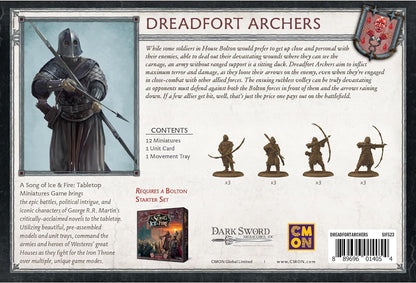 A Song of Ice and Fire - Juego de miniaturas de mesa Dreadfort Archers Unit Box – Precision Strikes from The North, juego de estrategia para adultos, a partir de 14 años, 2 jugadores en adelante