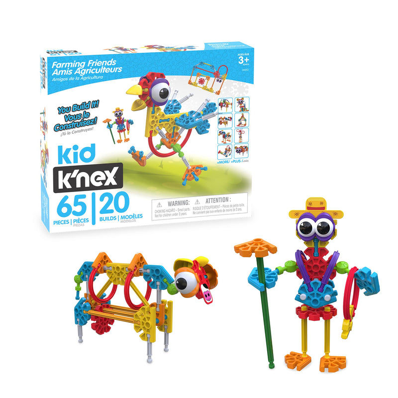 Kid K'NEX Farmin' Friends, 20 Model Building Set, 61 Pieces, Preschool Building Toy, STEM Educational Toys for Girls and Boys Ages 3+, Early Childhood Building Set, Engineering for Kids