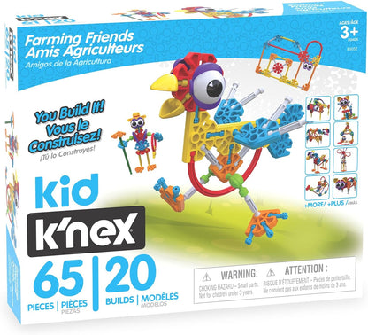 Kid K'NEX Farmin' Friends, 20 Model Building Set, 61 Pieces, Preschool Building Toy, STEM Educational Toys for Girls and Boys Ages 3+, Early Childhood Building Set, Engineering for Kids