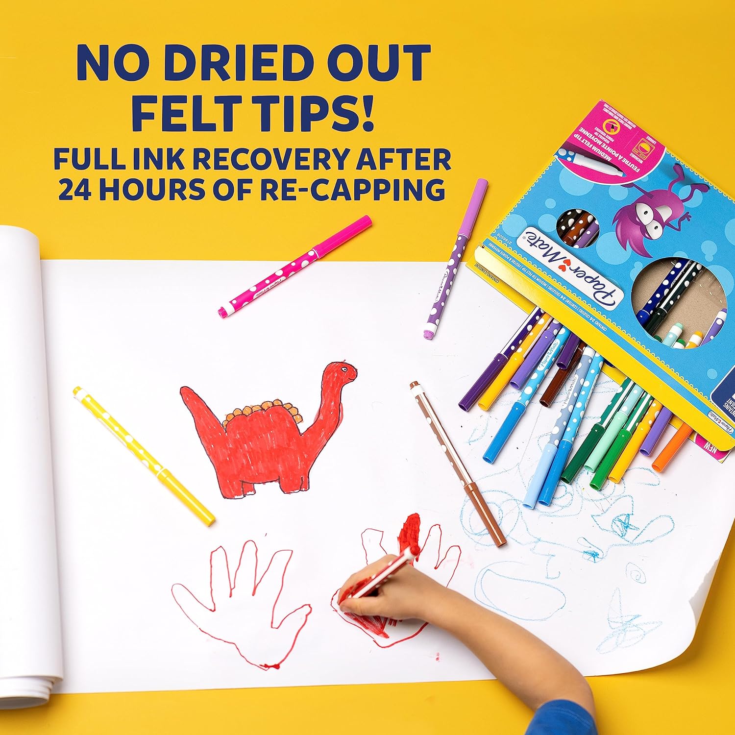 Paper Mate Kids Color Felt Pens, Washable Ink, Assorted Colours, 12 Felt-Tip Pens