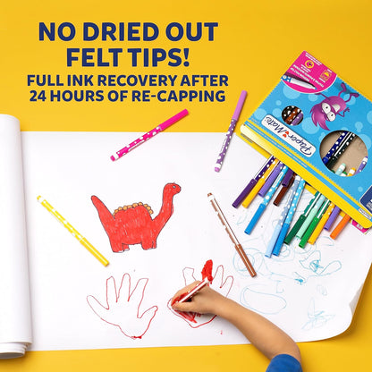 Paper Mate Kids Color Felt Pens, Washable Ink, Assorted Colours, 12 Felt-Tip Pens