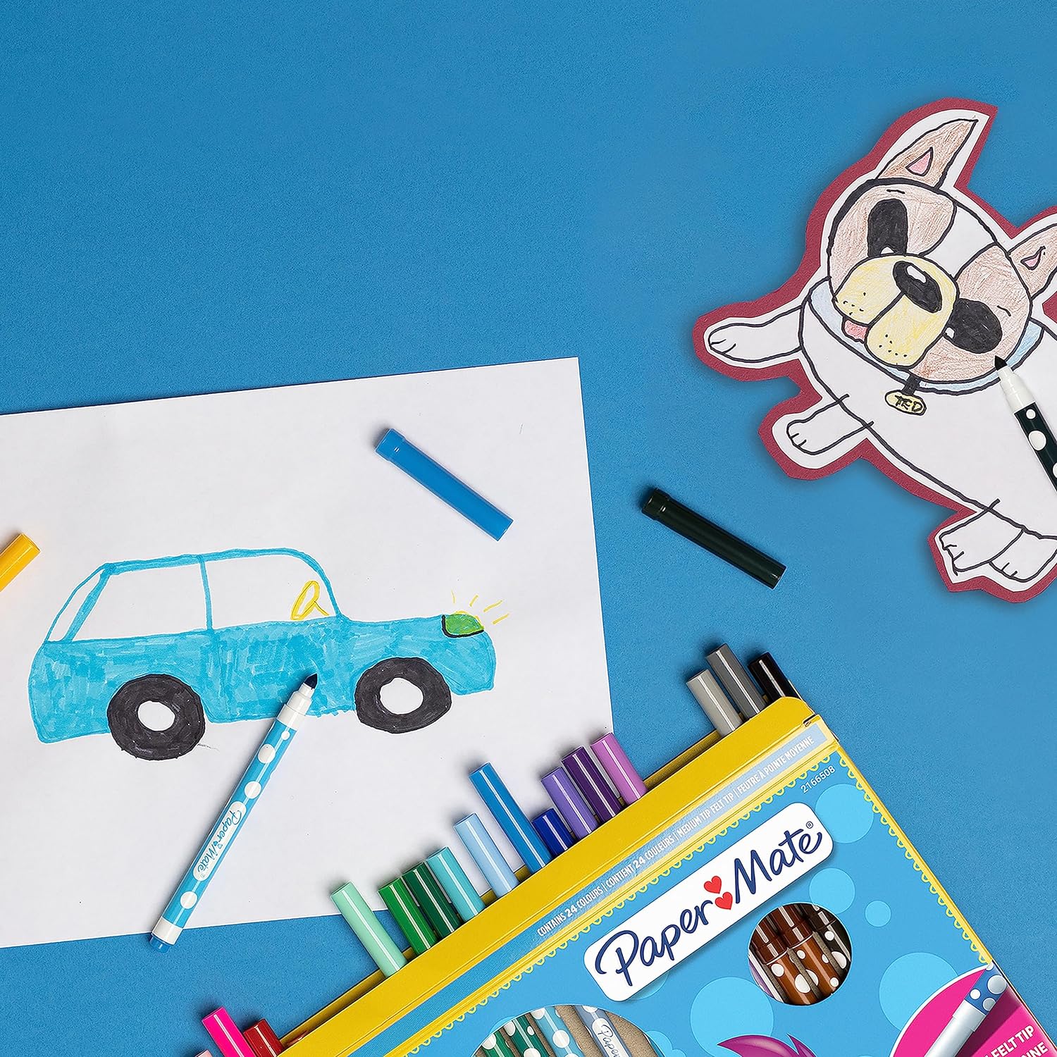 Paper Mate Kids Color Felt Pens, Washable Ink, Assorted Colours, 12 Felt-Tip Pens