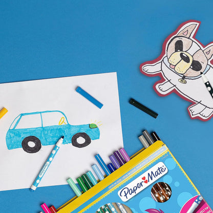 Paper Mate Kids Color Felt Pens, Washable Ink, Assorted Colours, 12 Felt-Tip Pens