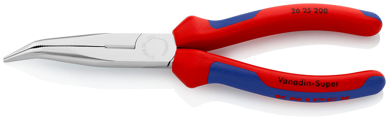Knipex Snipe Nose Side Cutting Pliers (Stork Beak Pliers) chrome-plated, with multi-component grips 200 mm 26 25 200