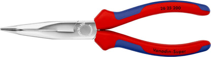 Knipex Snipe Nose Side Cutting Pliers (Stork Beak Pliers) chrome-plated, with multi-component grips 200 mm 26 25 200