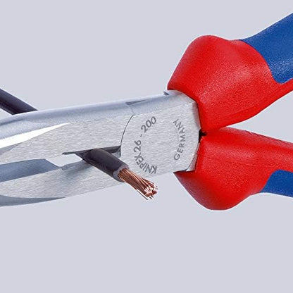 Knipex Snipe Nose Side Cutting Pliers (Stork Beak Pliers) chrome-plated, with multi-component grips 200 mm 26 25 200