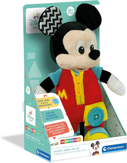 Clementoni - 17859 - Disney Baby Mickey Montessori Dress me up - Disney Plush, Montessori Toy, Skill Development Toys, Learning Infant Toys, Sensory & Activity Toys For 18 Months, Mickey Toys