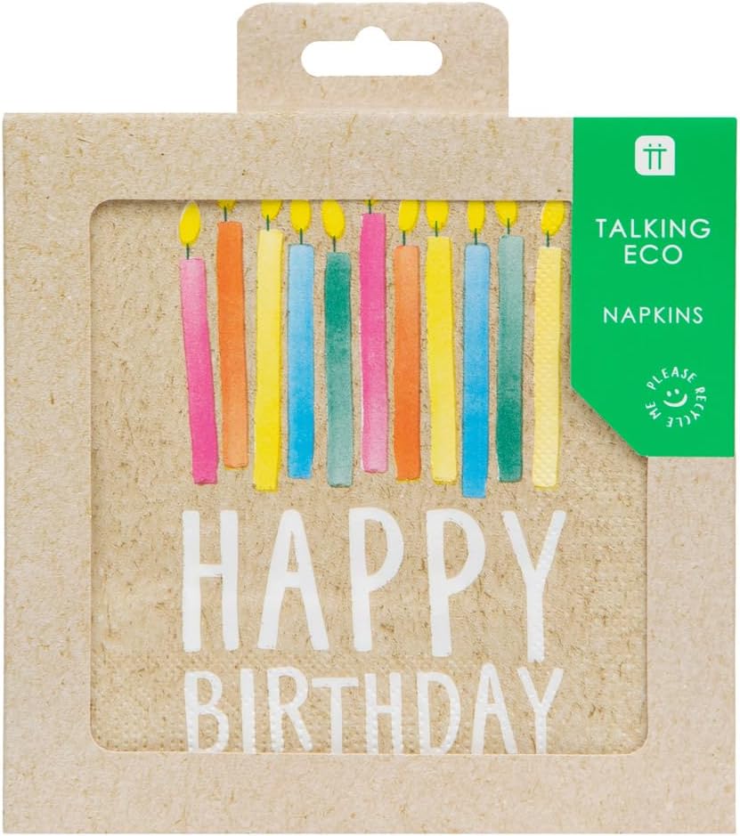 Talking Tables Pack of 20 - Size 33cm ECO Party Paper Zero Plastic on Product or Packaging Perfect Disposable Biodegradable Partyware for All Ages and Unisex, Kraft Recyclable Birthday Napkins
