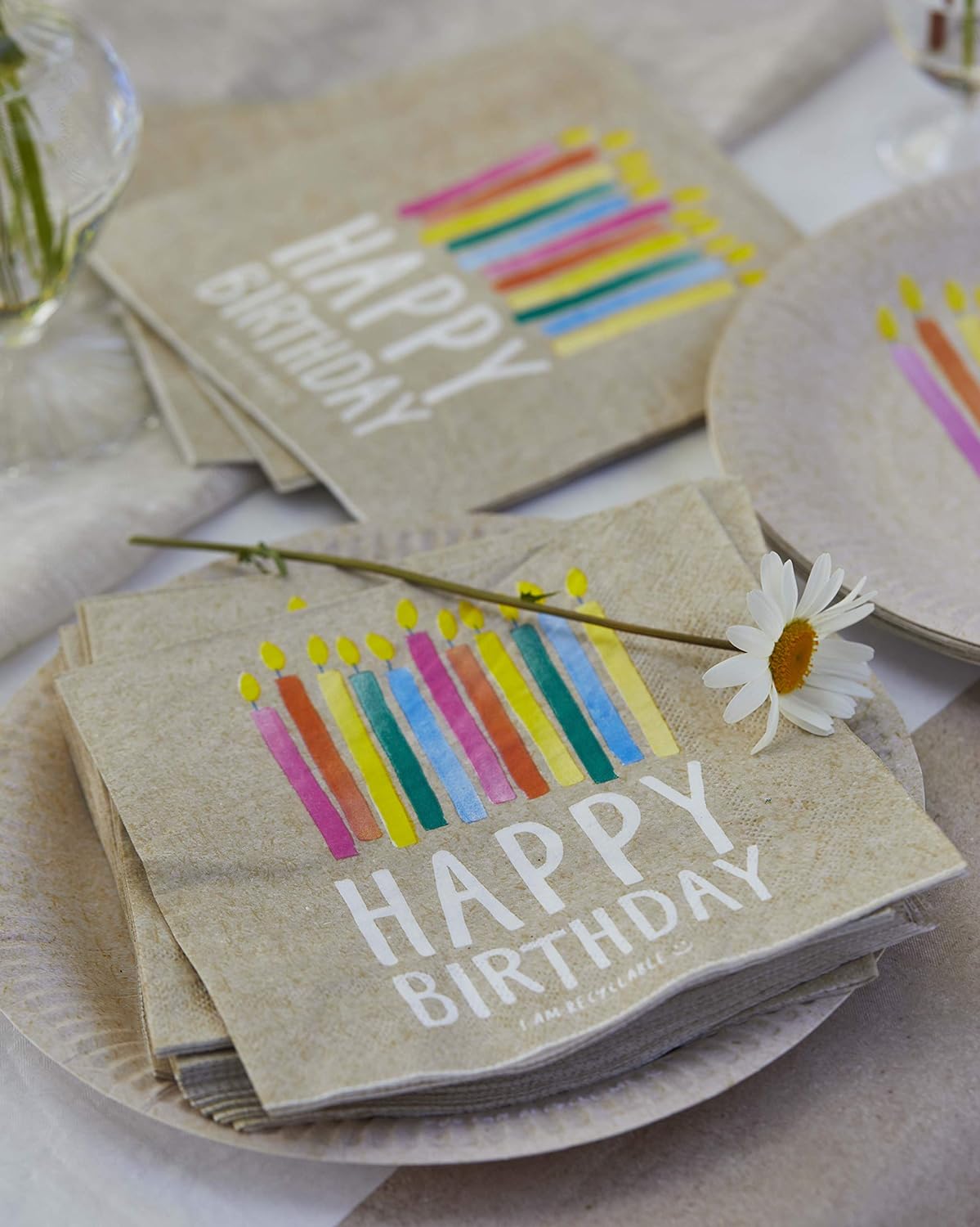 Talking Tables Pack of 20 - Size 33cm ECO Party Paper Zero Plastic on Product or Packaging Perfect Disposable Biodegradable Partyware for All Ages and Unisex, Kraft Recyclable Birthday Napkins