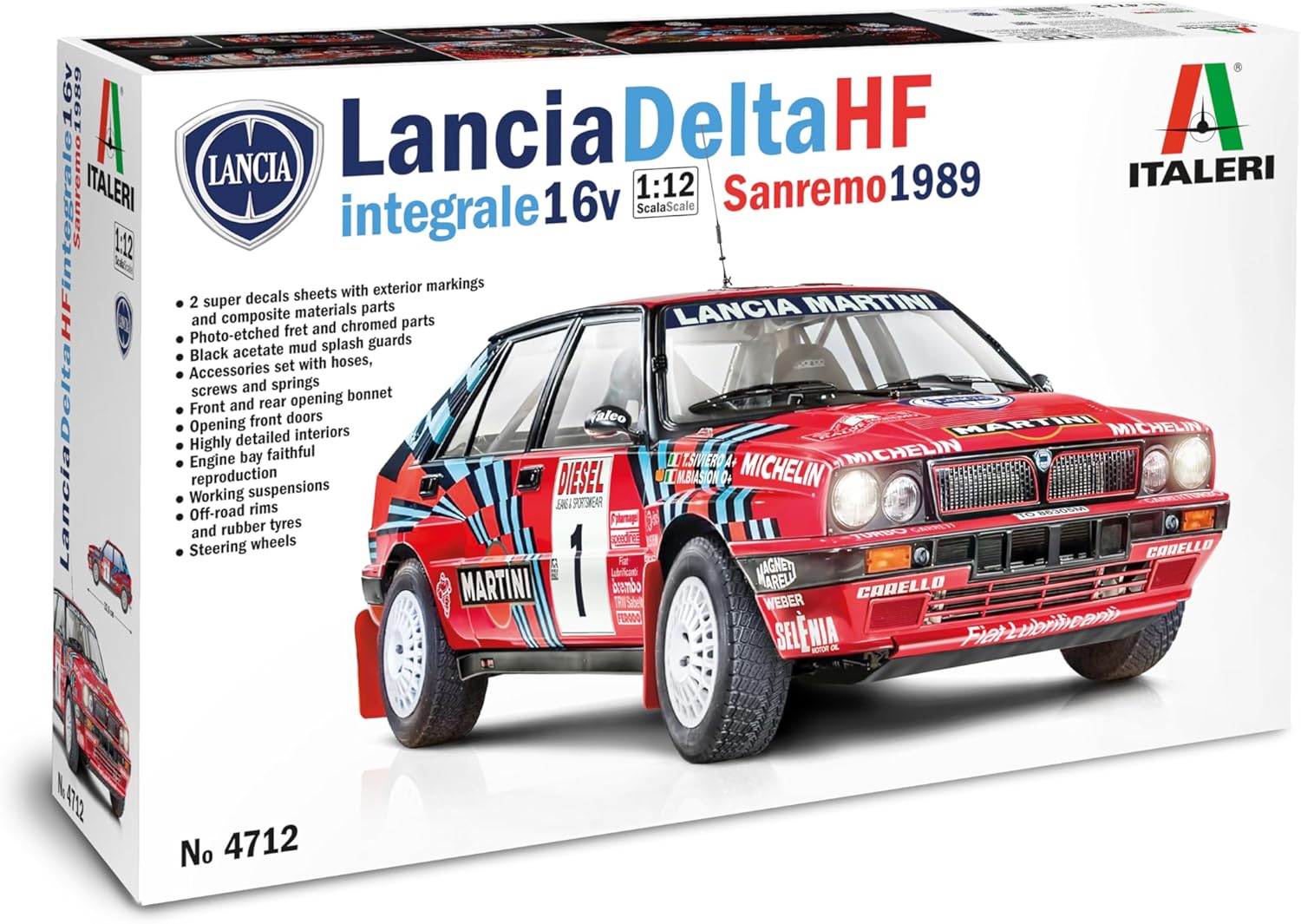 Italeri 4712 Lancia Delta HF Integrale 16V 'San Remo 1989' 1:12 Car Model Kit