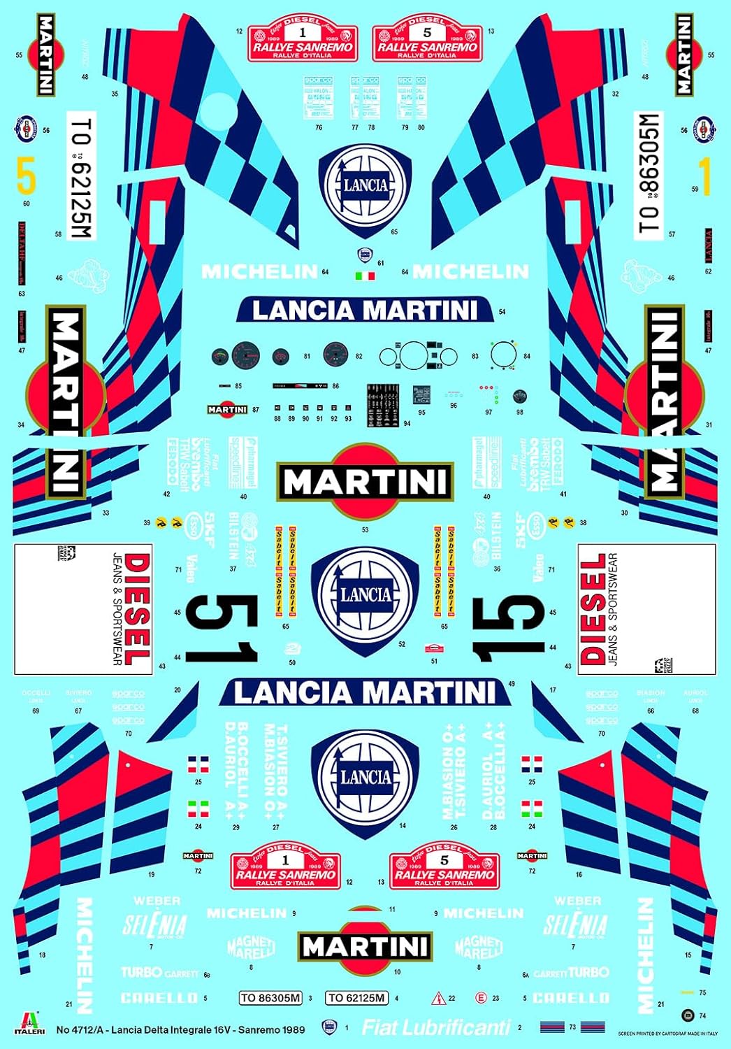 Italeri 4712 Lancia Delta HF Integrale 16V 'San Remo 1989' 1:12 Car Model Kit