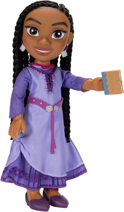 Disney’s Wish Asha Doll, 14” / 35cm Tall Doll with Royal Reflection Eyes and hand Braided Hair, includes Removable Dress and Shoes for Girls Ages 3+