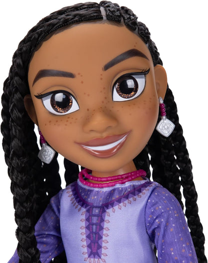 Disney’s Wish Asha Doll, 14” / 35cm Tall Doll with Royal Reflection Eyes and hand Braided Hair, includes Removable Dress and Shoes for Girls Ages 3+