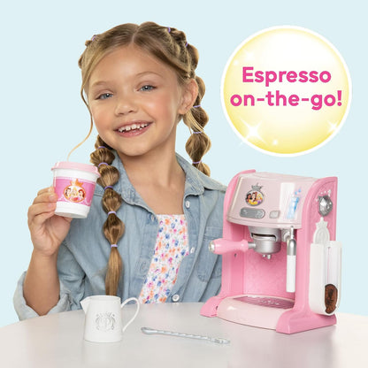 Disney Princess Style Collection Espresso Maker. Includes Play Espresso Machine, 2 Play Espresso Pods, To-Go Cup and Lid, Milk Pitcher, Stirring Spoon For Girls Aged 3+