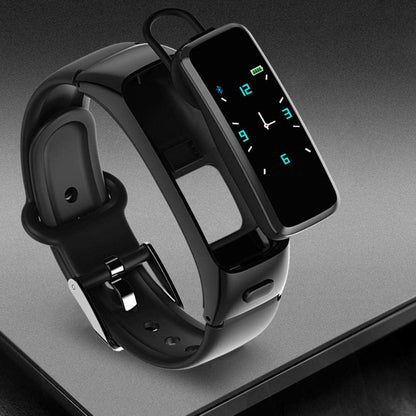 Ausomely Smart Bracelet 2 in 1 Compatible with Step Counting Heart Rate Monitor Waterproof Data Call Smart Watch