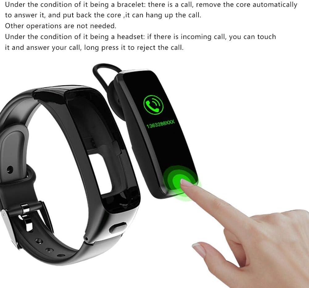 Ausomely Smart Bracelet 2 in 1 Compatible with Step Counting Heart Rate Monitor Waterproof Data Call Smart Watch