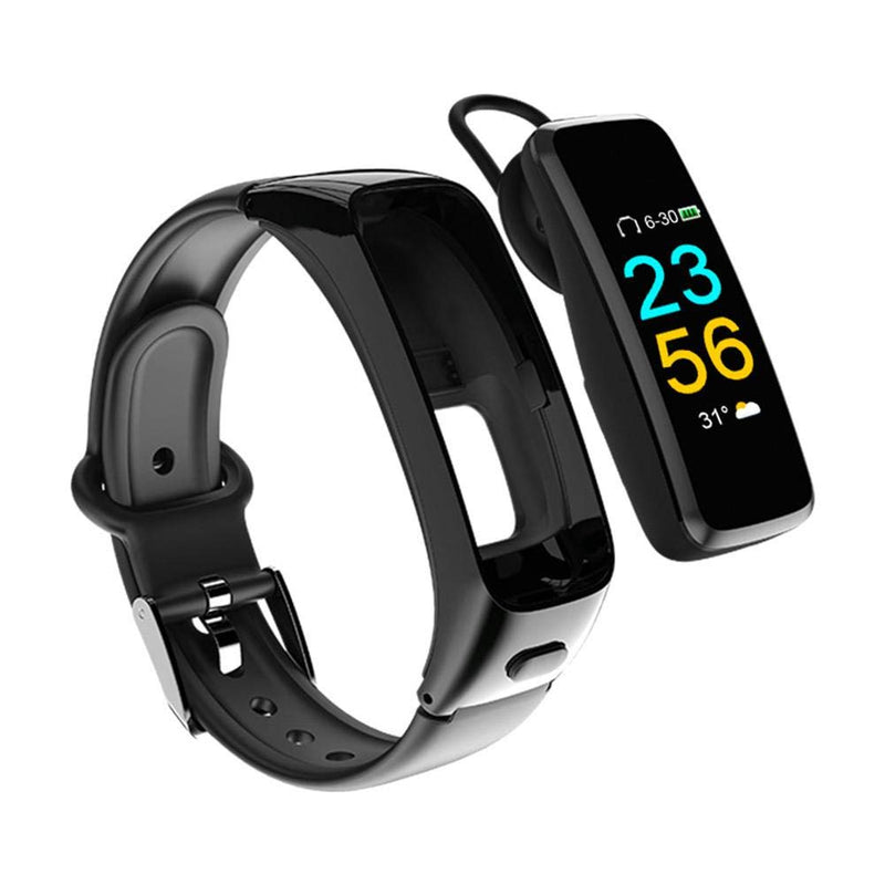 Ausomely Smart Bracelet 2 in 1 Compatible with Step Counting Heart Rate Monitor Waterproof Data Call Smart Watch