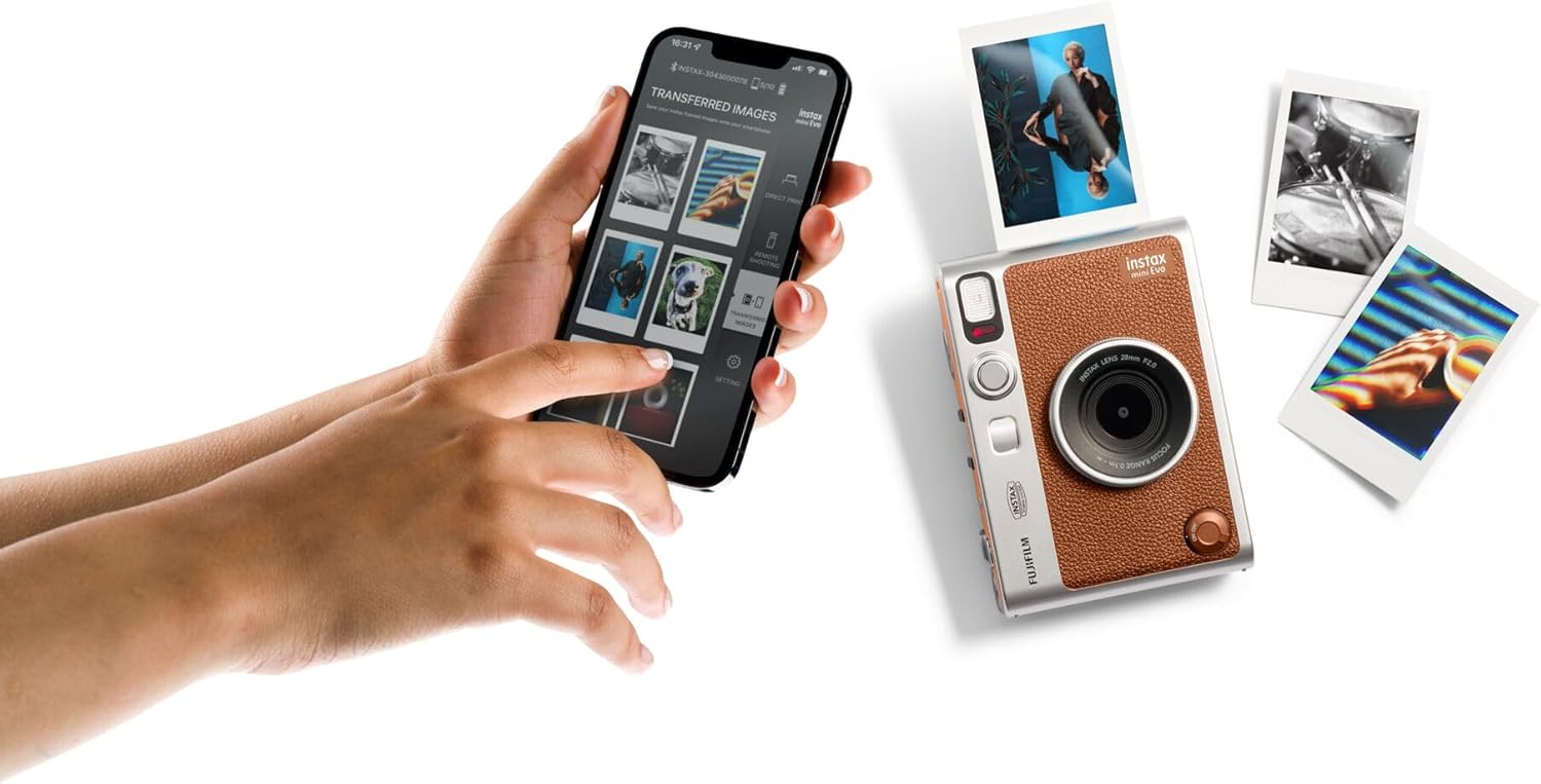 instax mini EVO Hybrid camera and smartphone printer, BROWN