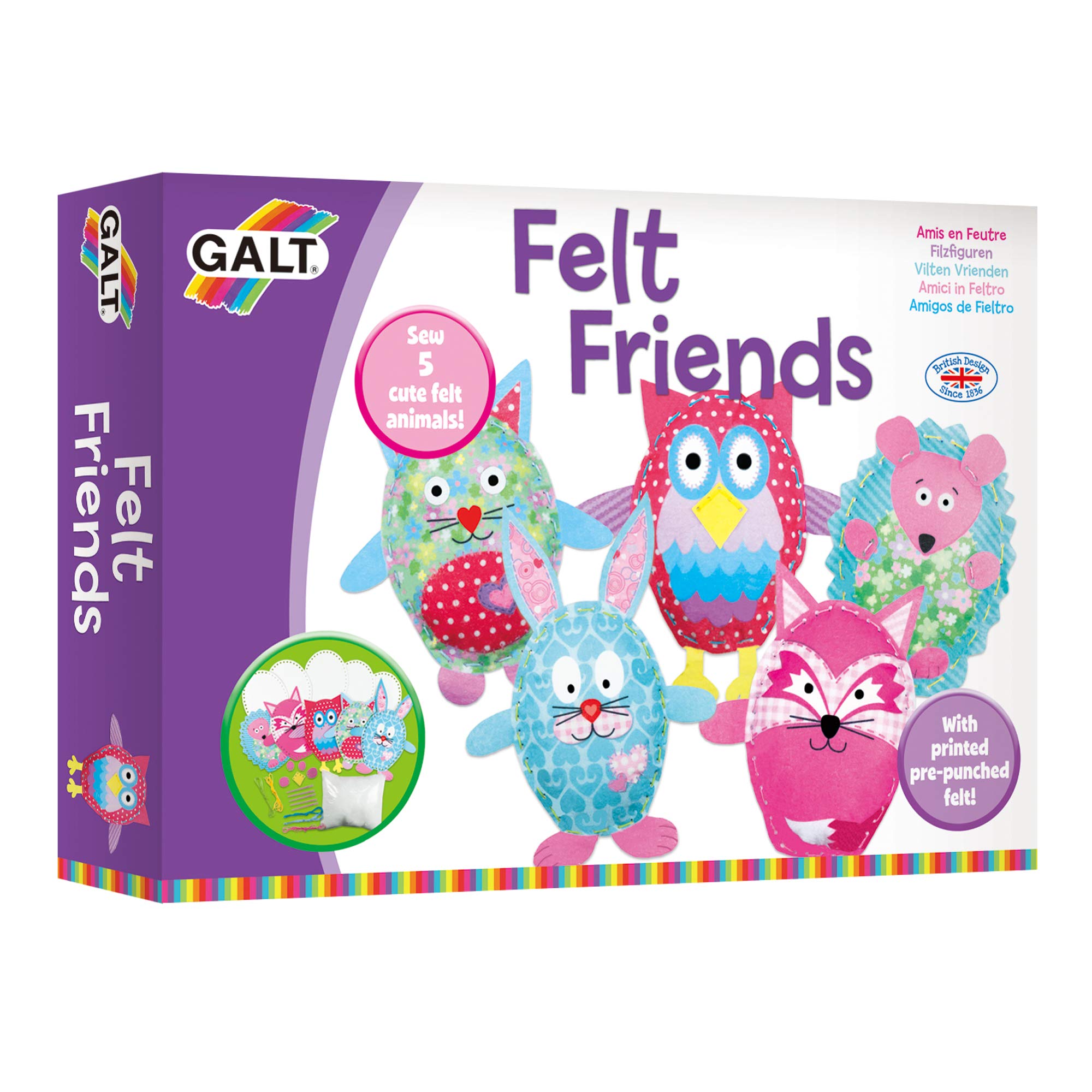 Galt Toys, Felt Friends, Sewing Kit, Kids' Craft Kits, Ages 6 Years Plus