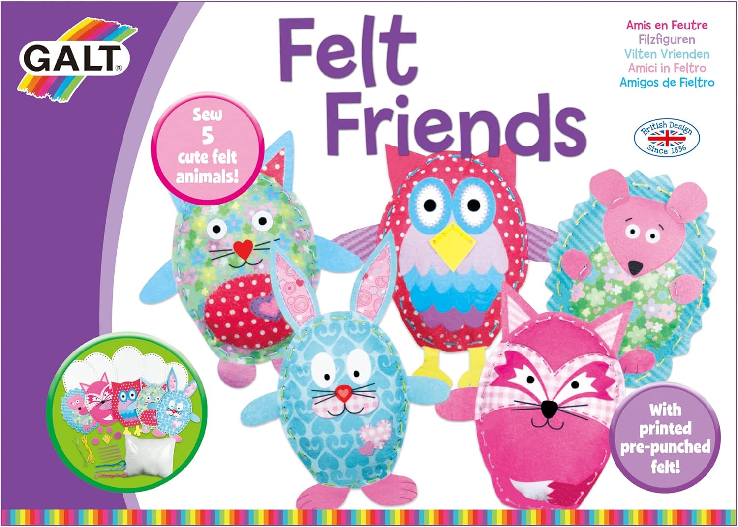 Galt Toys, Felt Friends, Sewing Kit, Kids' Craft Kits, Ages 6 Years Plus