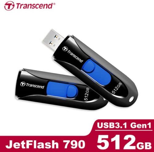 Transcend 512GB JetFlash 790 USB 3.1 Gen 1 USB Stick TS512GJF790K 512 GB Black Retail Packaging