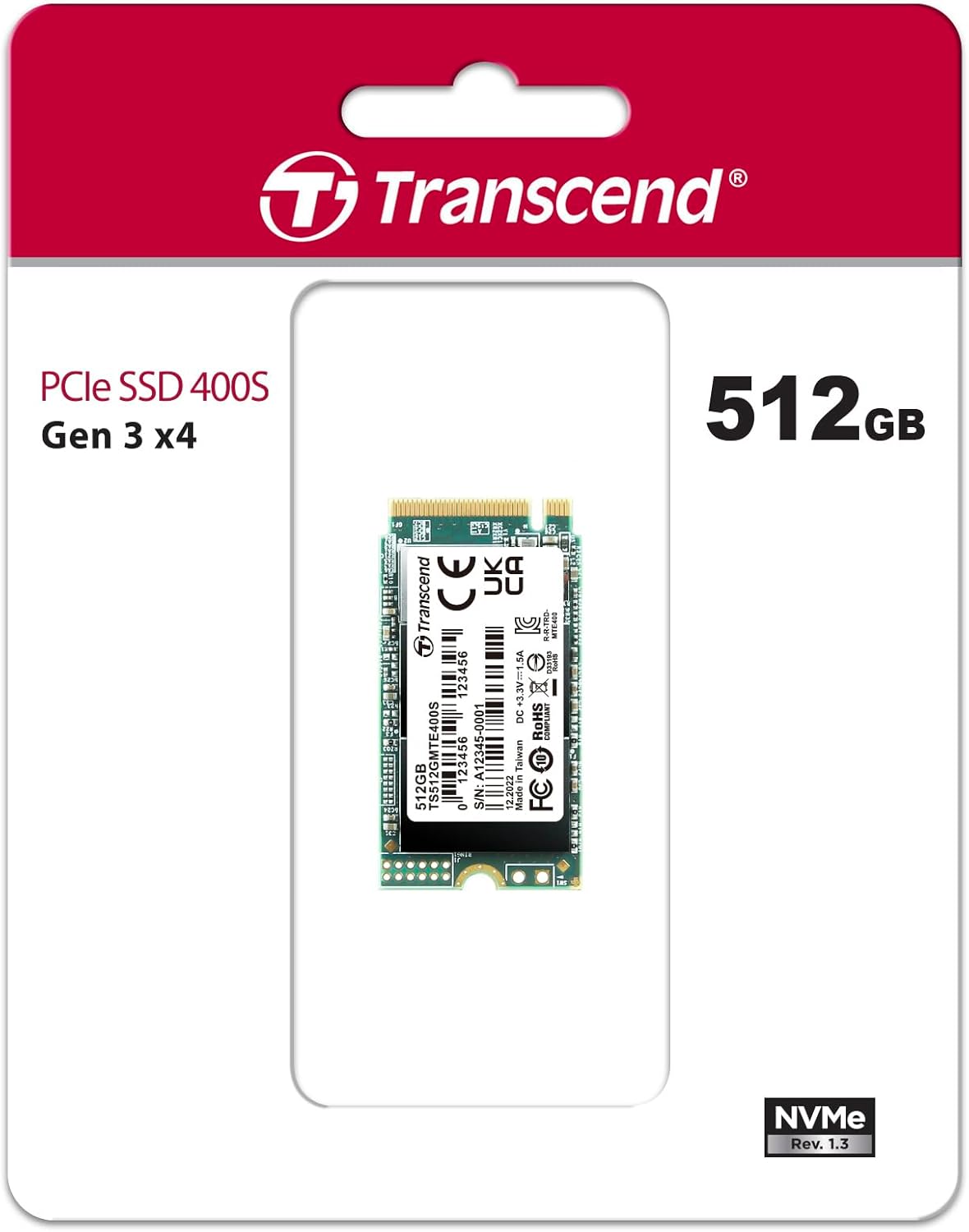 Transcend 512 GB NVMe PCIe Gen3 x4 M.2 2242 SSD Solid State Drive(SSD) TS512GMTE400S