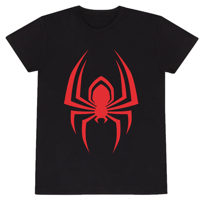 Heroes Inc. Officially Licenced Spider-Man Miles Morales - Hanging Spider Unisex Black T-Shirt