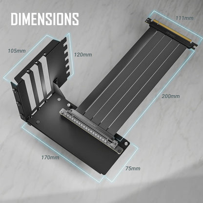 Antec Vertical GPU Bracket, PCI-E 4.0 x16 High Speed Flexible Extender Card Extension Port 90 Degree Adapter 200mm (only Support Full-Break PCIE Expansion Slot ATX Case