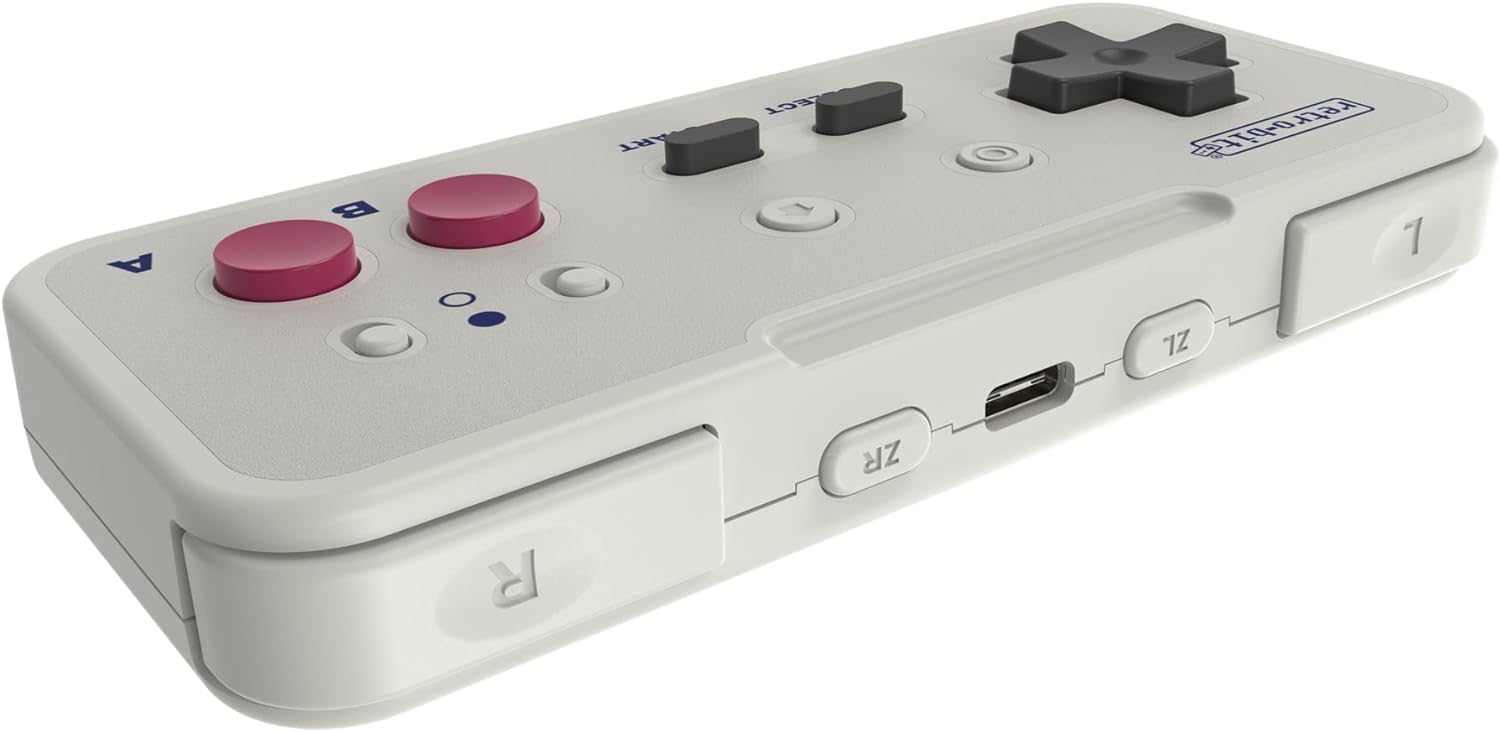 Retro-Bit Origin8 2.4 GHz Wireless Controller For Nintendo Switch & NES - USB & NES receivers included - GB Grey