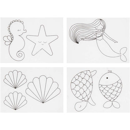 Shrink Plastic Sheets with Motives, Sheet 10.5x14.5 cm, Mermaid, 4sheets