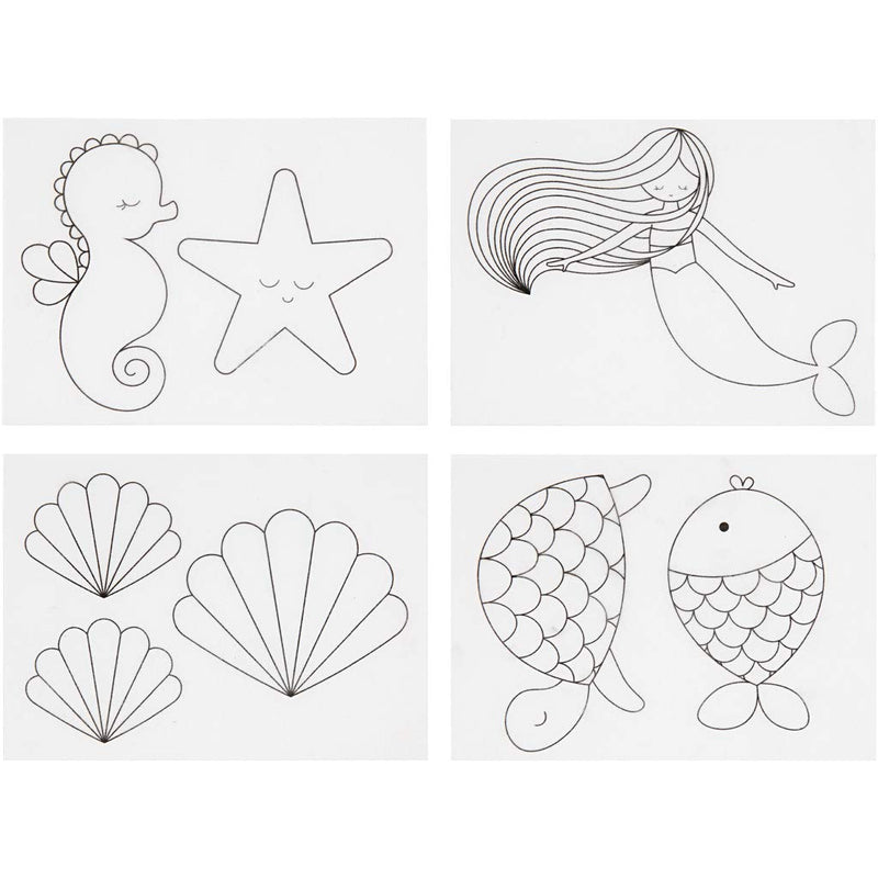 Shrink Plastic Sheets with Motives, Sheet 10.5x14.5 cm, Mermaid, 4sheets