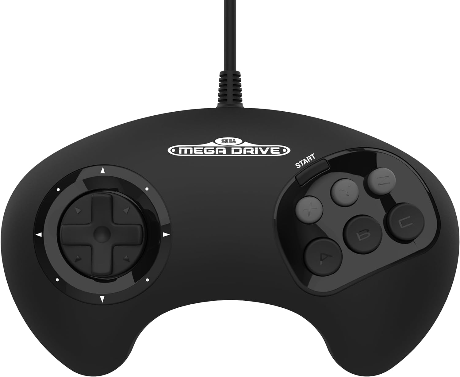 Retro-Bit BIG6 Controller Pad for SEGA Mega Drive & Genesis Consoles - Original Port - Black