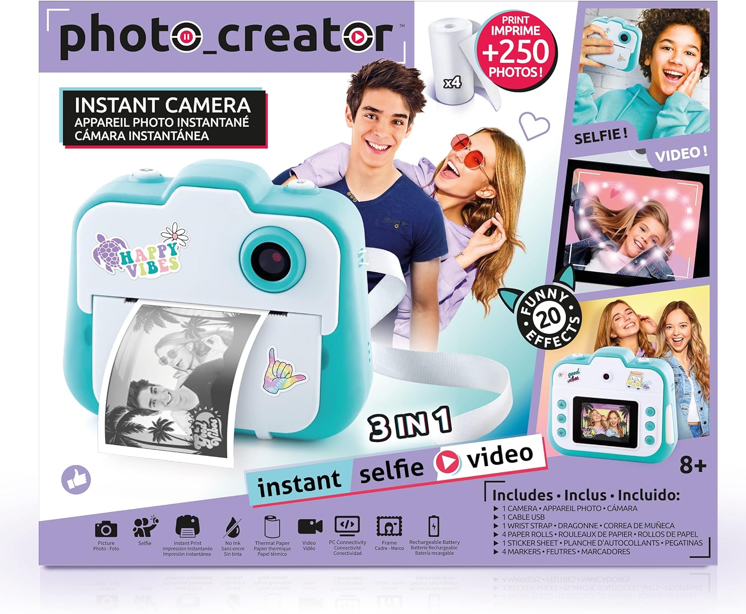 Canal Toys - Photo Creator, Selfie and Video Instant Printing Camera - Thermal Paper for 250 Photos - LCD Display - from Age 8 - CLK 001