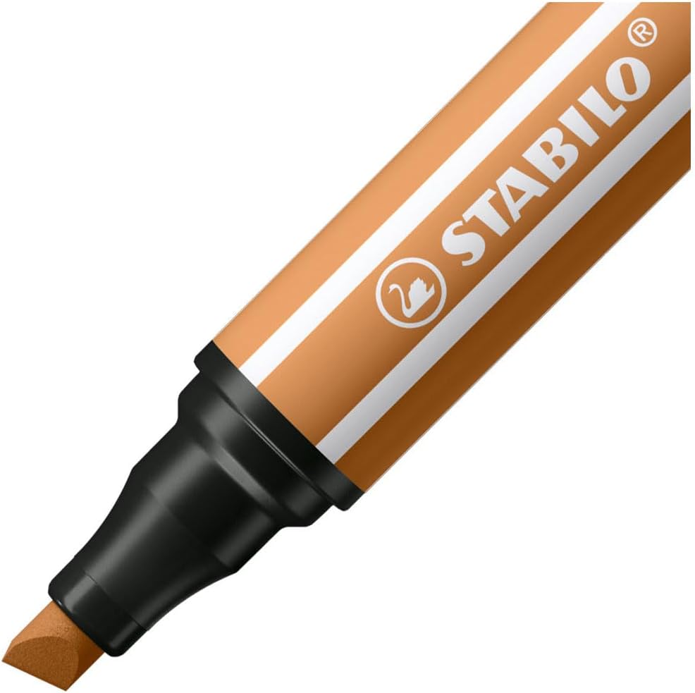 Stabilo Pen 68 Max Felt Tip Pen with Thick Chisel Point Dark Ochre