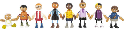 Small Foot Bending Family w/Baby, 8 Flexible Wooden Dolls of Various Ages, Genders & Skin Colours, 12426