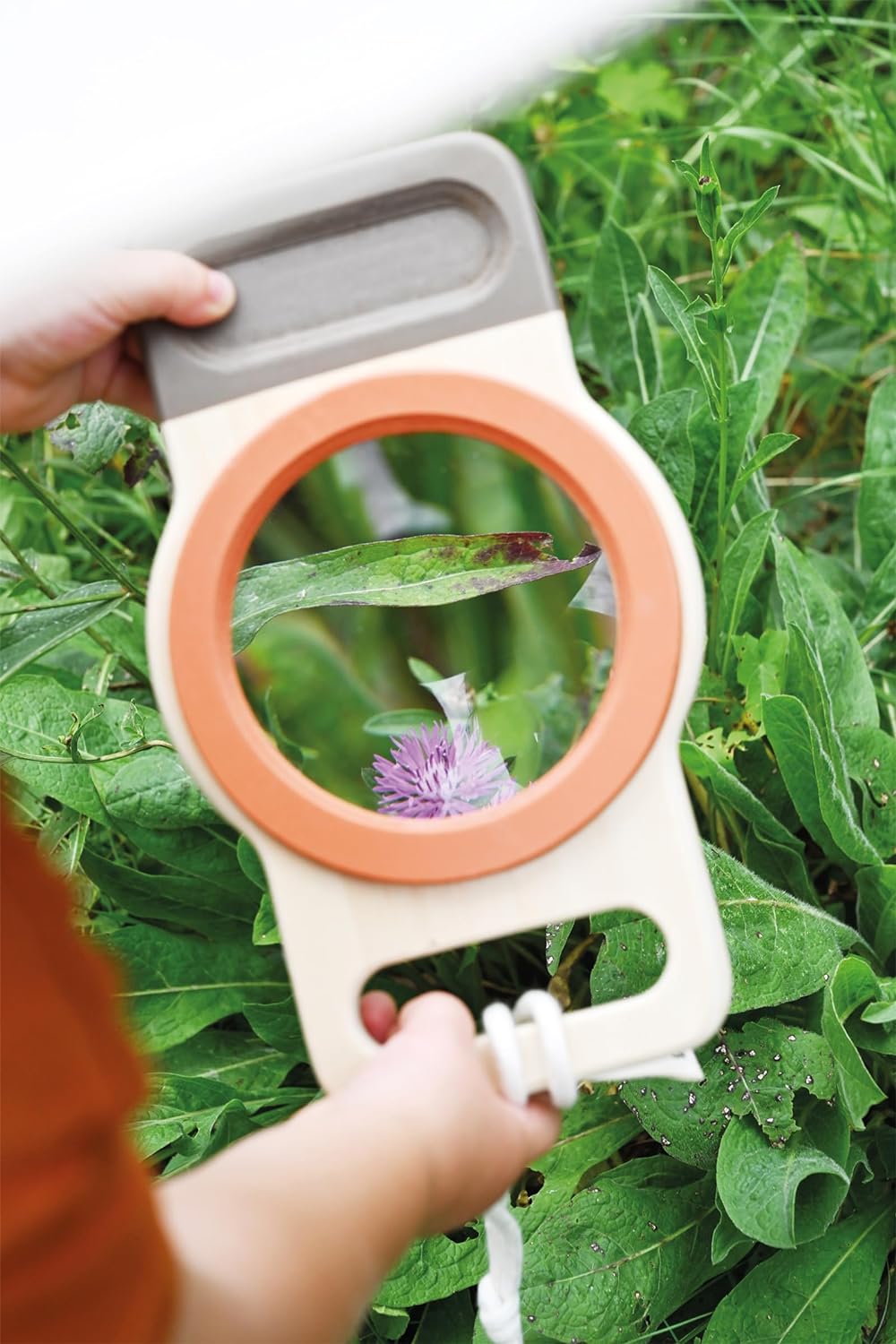 small foot Explorer XXL Magnifying Glass Discover Made of FSC 100%-Certified Wood, Outdoor Toy for Kids Aged 2+ yrs, 12435, White Outdoor Magnifier XXL