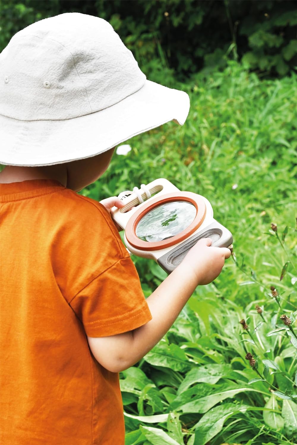 small foot Explorer XXL Magnifying Glass Discover Made of FSC 100%-Certified Wood, Outdoor Toy for Kids Aged 2+ yrs, 12435, White Outdoor Magnifier XXL