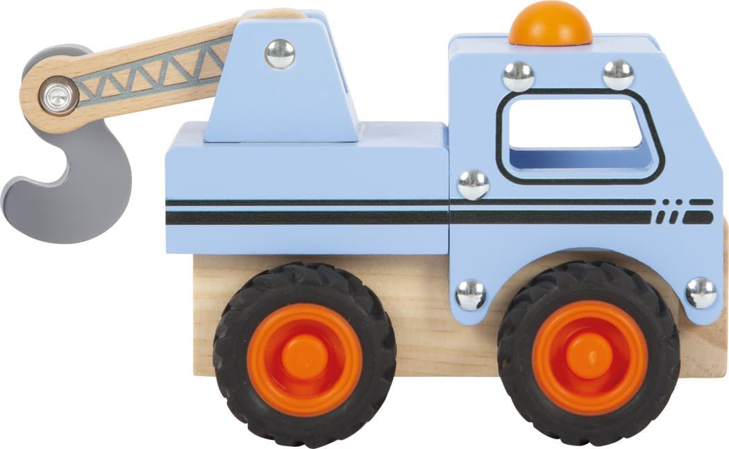 Small Foot Tow Truck Made of FSC 100%-Certified Wood, Toy car with Moving Crane, for Ages 18+ Months, 12446