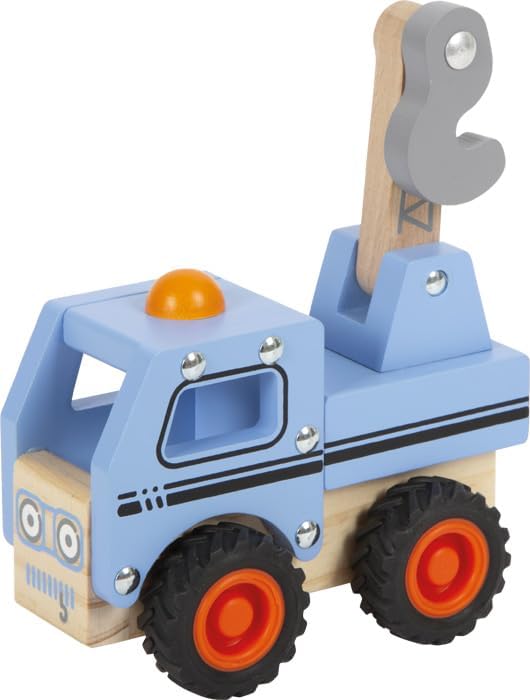 Small Foot Tow Truck Made of FSC 100%-Certified Wood, Toy car with Moving Crane, for Ages 18+ Months, 12446