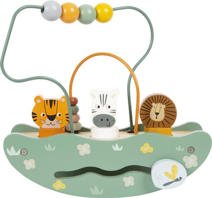 small foot Seesaw Bead Maze Safari, Wooden Toy with Diverse Play Functions, for Ages 12+ Months, 12459