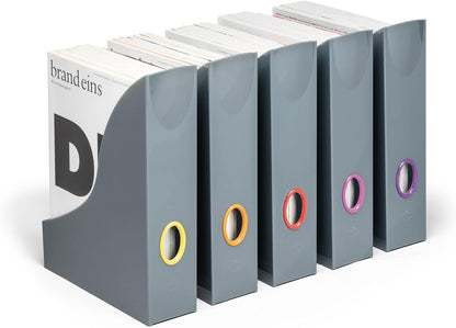 Durable VARICOLOR Magazine Rack | Set of 5 Colour Coded Magazine Holders | Ideal for Storing Magazines, Folders, Documents