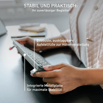 CHERRY KW 7100 MINI BT, Kompakte Multi-Device-Tastatur mit 3 Bluetooth-Kanälen, Deutsches Layout (QWERTZ), Flaches Design, inkl. Transporttasche, Slate Blue Deutsches Layout - QWERTZ Slate Blue