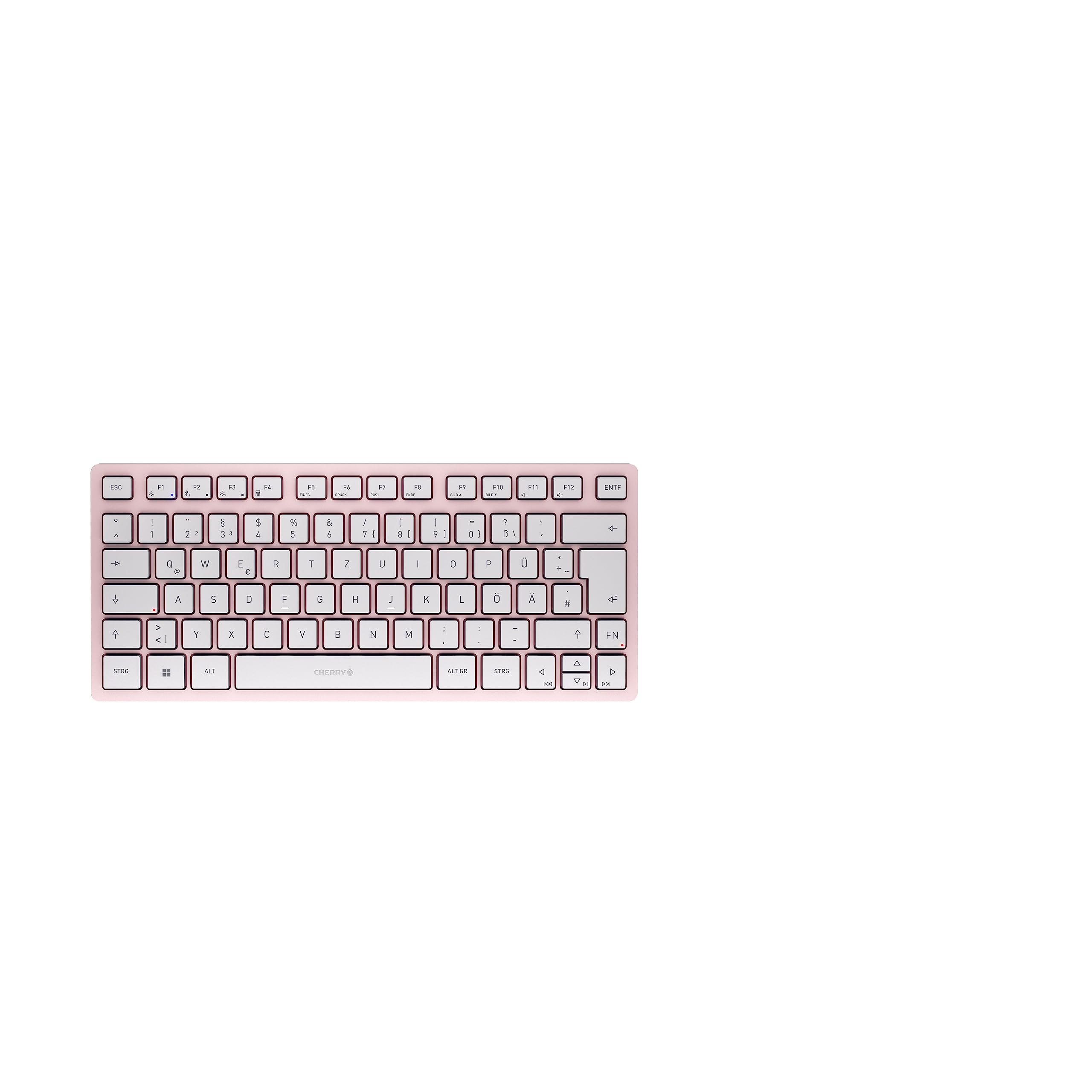 CHERRY KW 7100 MINI BT, Kompakte Multi-Device-Tastatur mit 3 Bluetooth-Kanälen, Deutsches Layout (QWERTZ), Flaches Design, inkl. Transporttasche, Cherry Blossom Deutsches Layout - QWERTZ Cherry Blossom
