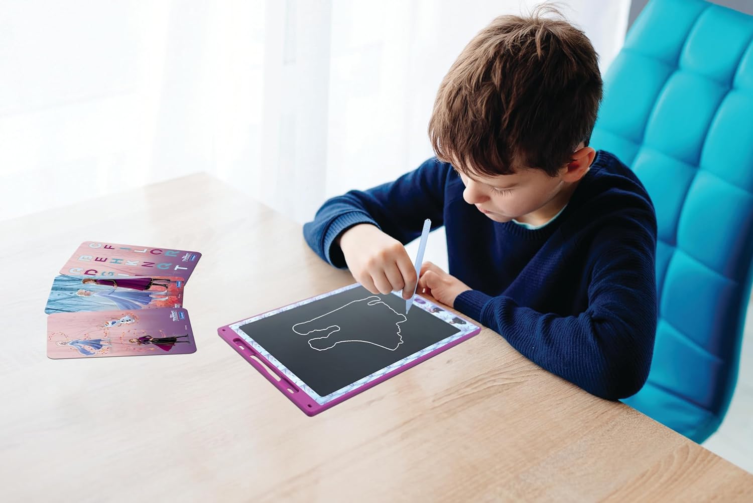 Lexibook CRT10FZ, Frozen Magic Slate, Art and craft toy for girls and boys, A4 size with multicoloured drawings, Blue, purple
