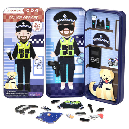 mierEdu Magnetic Game Box Policeman - Promotes Motor Skills & Imagination | Perfect for Home & On the Go | Magnetic Dressing Game for Children from 3 Years