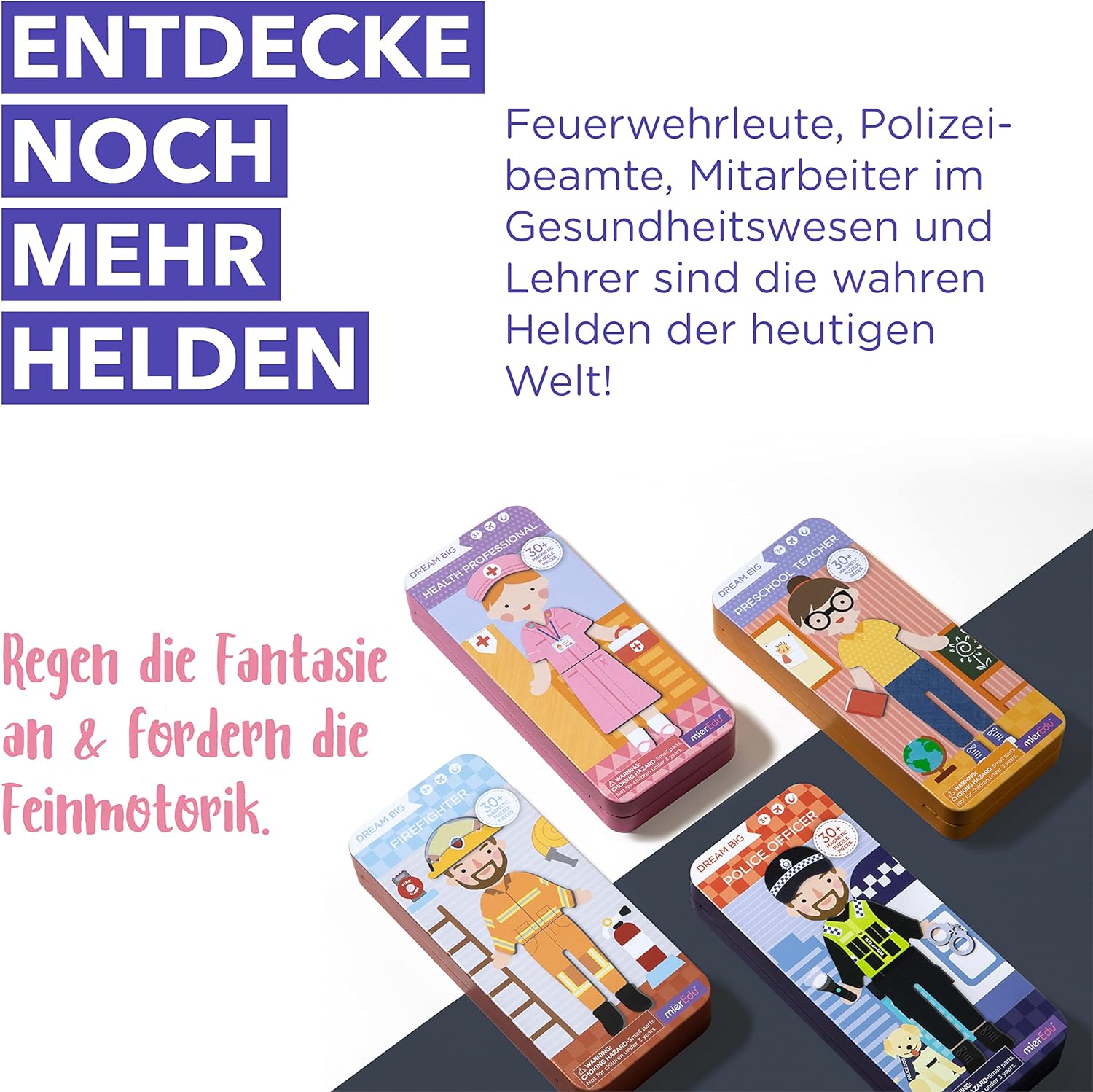 mierEdu Magnetic Game Box Policeman - Promotes Motor Skills & Imagination | Perfect for Home & On the Go | Magnetic Dressing Game for Children from 3 Years